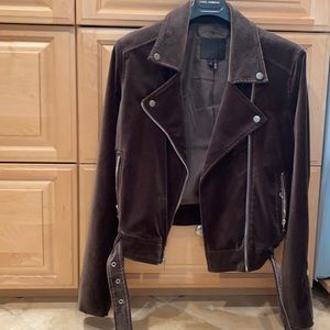 Paige dark olive velvet Moto jacket- like new- worn once
